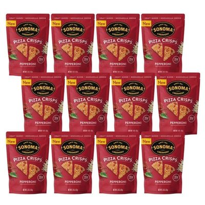 Sonoma Creamery - Pizza Crisps, Pepperoni, 2 Oz (12 Count) | Savory Snack Cracker | High Protein | Low Carb | Gluten Free | Wheat Free |Keto Friendly