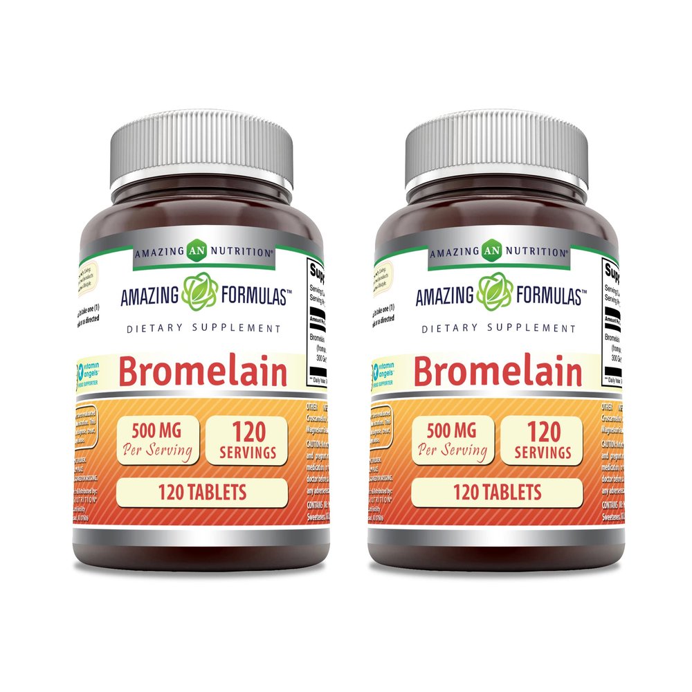 Amazing Formulas Bromelain 500 Mg | Tablets Supplement | Non-GMO | Gluten-Free | Made in USA (Pack of 2 | 120 Count)
