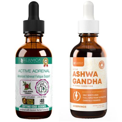 Active Adrenal + Active Ashwagandha - Support Adrenal Health + Energy - Liquid Delivery for Better Absorption - Rhodiola, Ashwagandha, B-Vitamins, Holy Basil & More!