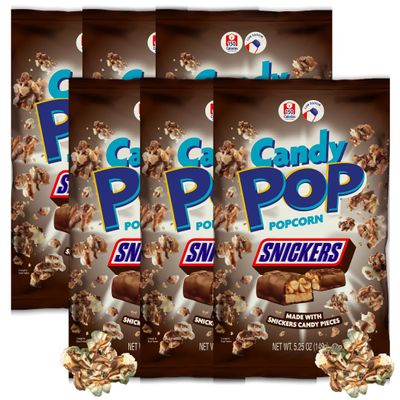 CANDY POP Snickers Candy Coated Popcorn (5.25oz bags, 6-Pack)