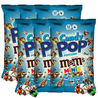 CANDY POP M&Ms Minis Candy Coated Popcorn (5.25oz bags, 6-Pack)
