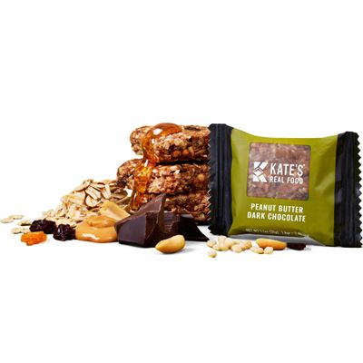 Kates Real Food Mini Organic Granola Bars - Peanut Butter Dark Chocolate (1.1 oz, Pack of 24) - Organic Energy Bars Made with Gluten Free Oats - Non GMO, Soy Free, Whole Grains, and All Natural - Healthy Snacks