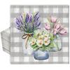 AnyDesign 80 Pack Floral Paper Napkins Disposable Buffalo Plaids Lavender Tulip Luncheon Napkin 6.5 x 6.5" Spring Flower Dessert Dinner Hand Napkin for Seasonal Birthday Wedding Baby Shower Supplies view 1
