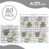 AnyDesign 80 Pack Floral Paper Napkins Disposable Buffalo Plaids Lavender Tulip Luncheon Napkin 6.5 x 6.5" Spring Flower Dessert Dinner Hand Napkin for Seasonal Birthday Wedding Baby Shower Supplies view 2