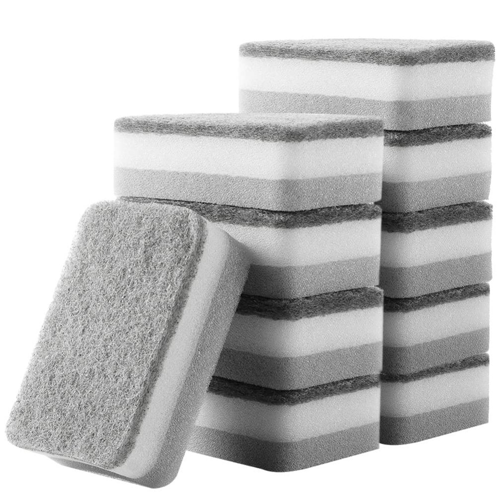 10pcs Kitchen Scrubber Sponges Reusable Non-Scratch Dish Cleaning Pads for Kitchen Utensil Care for Pans Bowls and More