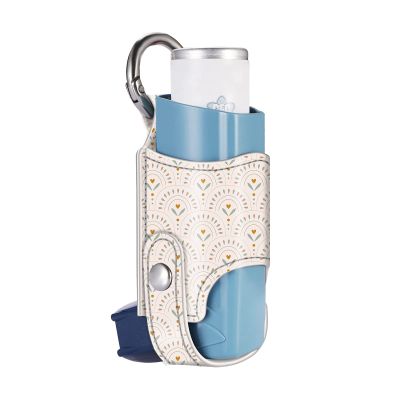 MEDMAX Asthma Inhaler Holder PU Leather Protective Travel Handy Mini Holster, Lightweight Carrying Case with Carabiner Clip, Inhaler Not Included (Case Only), Heart Arch