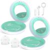 2PCS Retainer Case with Mirror and Adjustable Vent Holes, Cute Slim Aligner Case Compatible with Invisalign, Night Mouth Guard Case, With Retainer Remover Tool, Chew & Brush, White+White view 1