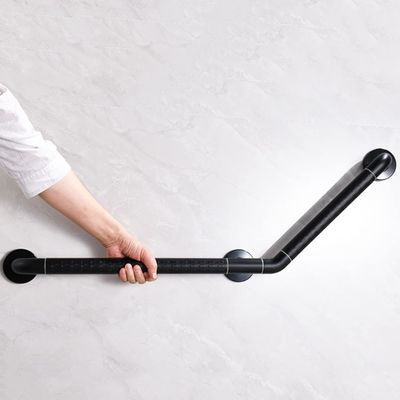 135Angled Shower Grab Bars,Black Anti-Slip Barrier-Free Safety Handrail for Elderly Pregnant ADA,Wall Mounted Seat Support Bars with Fluorescence Ring(Size:40 * 60cm,Color:Black)