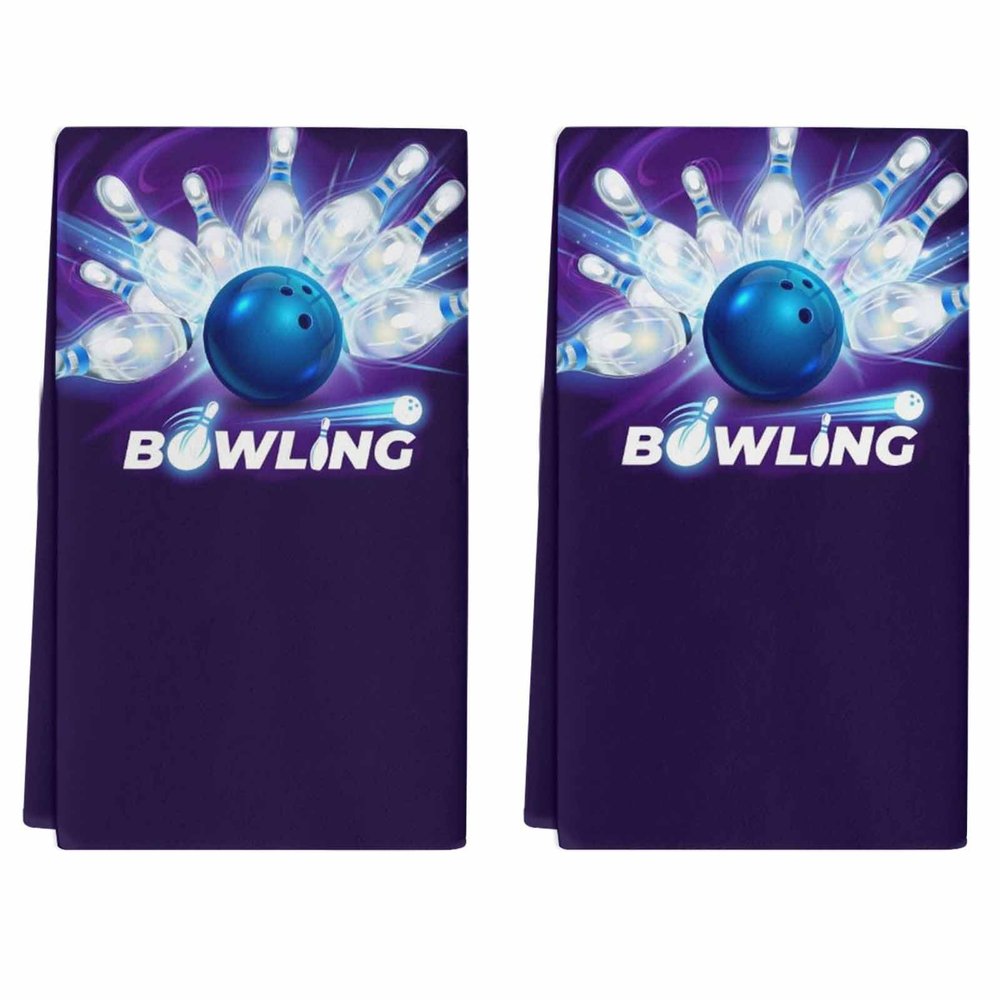 Kitchen Towels Microfiber Cleaning Cloths, Sports Theme Modern Athlete Competitive Bowling Ball Game Dish Towels for Kitchen, Pack of 2 Absorbent Hand Towels Reusable Tea Towels Bar Towels 18x28 Inch