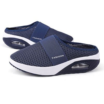 Hopomart Womens Air Cushion Slip-On Walking Shoes, Orthopedic Diabetic Walking Shoes, for Diabetic Swollen Feet (Dark Blue,8.5,8.5)