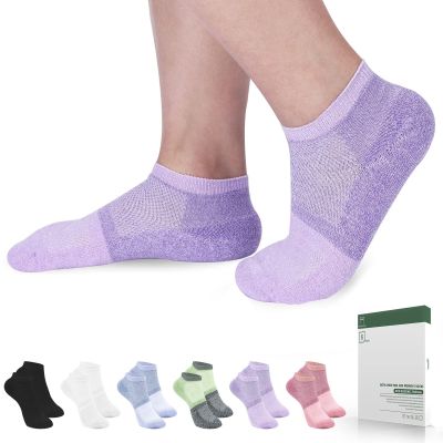 Bulinlulu Diabetic Socks for Women&Men,6 Pairs Low Cut Seamless Diabetic Socks,Non Binding Ankle Socks for Women Size 6-9| 9-11,Wide Socks(Medium,Bright Colors-6pairs)