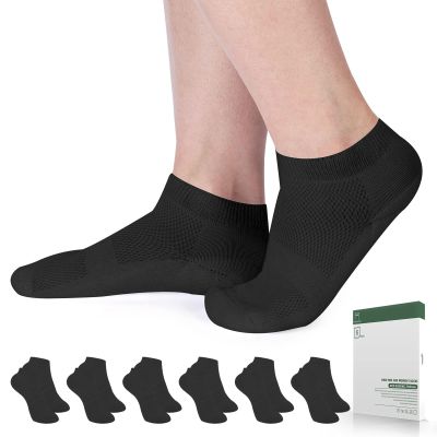 Bulinlulu Diabetic Socks for Women Men-6 Pairs Bamboo Viscose Non Binding Diabetic Ankle Low Cut Sock Size 6-9 9-11Black-Large