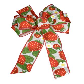1 Pcs Small 5-6" Hand Made Strawberry Wired Wreath Bow Floral Red Spring Berry