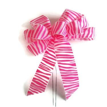 1 Pcs Small 5-6" Hand Made Hot Pink & White Bow Indoor Wreath Spring Bow