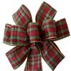 1 Pcs Large 10" Hand Made Red, Gold & Green Plaid Wired Bow - Christmas Wreath Holiday view 1