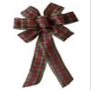 1 Pcs Large 10" Hand Made Red, Gold & Green Plaid Wired Bow - Christmas Wreath Holiday view 2