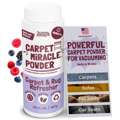 Sunny & Honey Carpet Freshener Powder - Surface Odor Eliminator for Upholstery, Furniture & Rugs, Kid & Pet Safe (20oz, Wildberry Scent)