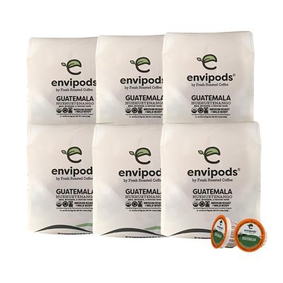 Fresh Roasted Coffee, Organic Guatemala envipods | BPI Compostable, USDA Organic, Mold & Myco 3rd Party Tested | Med Roast 72 CT Compatible With 1.0 & 2.0 K Cup Brewers