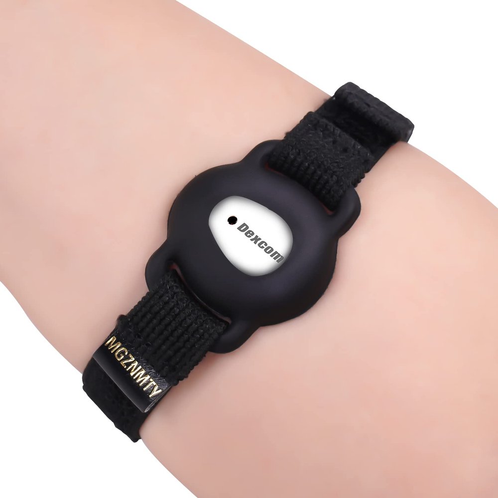 Armband Compatible with Dexcom G7, 8" to 19" Adjustable Arm Band for Adhesive Patches Waterproof Accessories, CGM Continuous Glucose Monitor System Transmitter Sensor Cover (Bright Black)