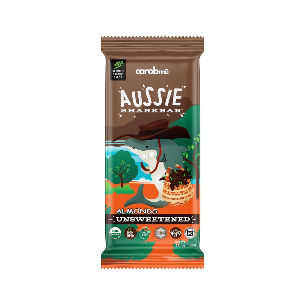 CAROBME ORGANIC UNSWEETENED ALMONDS CAROB BAR | Vegan Soy Free Gluten-Free | Caffeine Free Substitute for Chocolate, Candy and chocolate bars