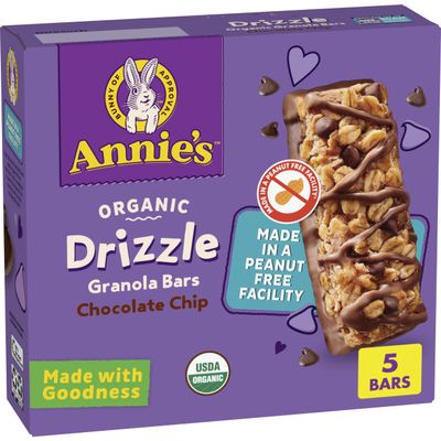 Annie's Organic Drizzle Granola Bars, Chocolate Chip, 5 Bars, 4.6 oz