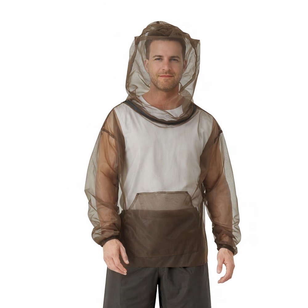 Aventik No-See-Um Mesh Mosquito Jacket for Outdoor, Multiple Sizes to Fit Everyone Stay Safe and Cool UV Resistant 3D Structure (M, jacket with zipper)