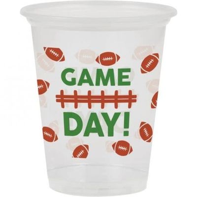 Football Game Day 16 oz Plastic Cups 8 Per Pack