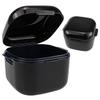 Denture Soak Container, Portable Denture Bath Box Cup, No-Leak Denture case,Retainer Cleaning Box Complete Clean Care for Dentures, Clear Braces, Mouth Guard, Night Guard & Retainers(Black) view 1