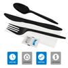 100Pack Plastic Cutlery Packets, Knife Fork Spoon Napkin Salt Pepper Sets, Individually Wrapped Black Plastic Cutlery Packets for Delivery, Cafeterias, Restaurants view 3