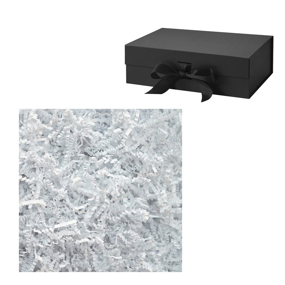 10.5" Large Gift Box and 1LB White Crinkle Cut Paper Shred Filler