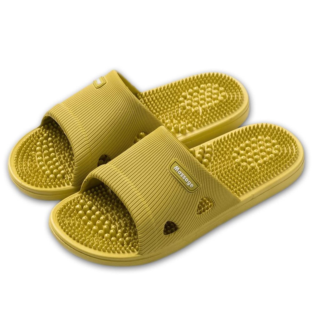 Acupressure Massage Slippers for Plantar Fasciitis for Women Acupuncture Slippers Arthritis Neuropathy Pain Relief Non-Slip Massage Sandals Womens Stress Relief Gifts for Bath (US Women 5.5-6, Yellow)
