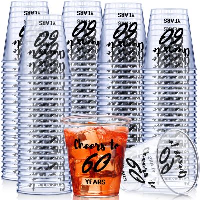 Zubebe 100 Pieces Cheers to Years Birthday Shot Glasses 2 oz Disposable Cups, Birthday Party Favors for Her and Him Women Men Anniversary Wedding Decorations(Cheers to 60 Years)