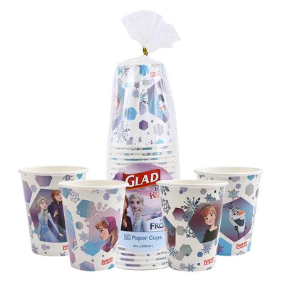 Glad for Kids Disney Frozen Disposable Paper Cups, Anna and Elsa - Heavy Duty, Soak Proof, Kid-Friendly Paper Cups for Drinking and Everyday Use, 9 Ounce, 24 Count