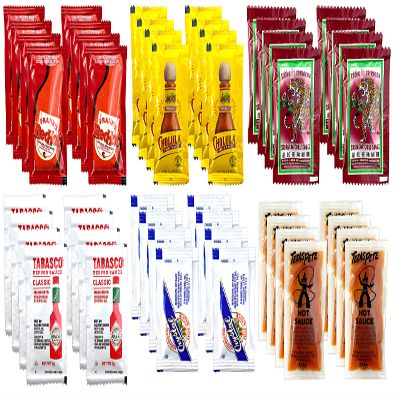 crait Hot Sauce Variety Pack of Packets Hot Sauce Packet Sampler Includes Sriracha Sauce, Hot Sauce for Travel, On-The-Go, Cookouts, Hot Sauce for Purse (48 Pack)