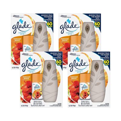 Glade Automatic Spray Air Freshener Hawaiian Breeze Starter 6.2 Ounce (Pack of 4)