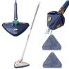 360 Rotatable Adjustable Cleaning Mop - Extendable Triangle Wall Cleaning Mop, Imitation Hand Twist Quick Dry Mop, Long Handle Microfiber Spin Mop Head Replacement for Ceiling, Wall (White w/ 2 Mops) view 1