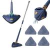 360 Rotatable Adjustable Cleaning Mop - Extendable Triangle Wall Cleaning Mop, Imitation Hand Twist Quick Dry Mop, Long Handle Microfiber Spin Mop Head Replacement for Ceiling, Wall (Blue w/ 4 Mops) view 1
