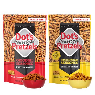 Dot's Homestyle Pretzels 18 Ounce Family Size Original Seasoned and Honey Mustard Pretzel Twists (2 Pack) 36.0 Ounce