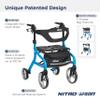 Drive Medical Nitro Sprint Foldable Rollator Walker with Seat, Tall Height Lightweight Rollator with Large Wheels, Folding Rollator, Four Wheel Rolling Walker, Blue view 2