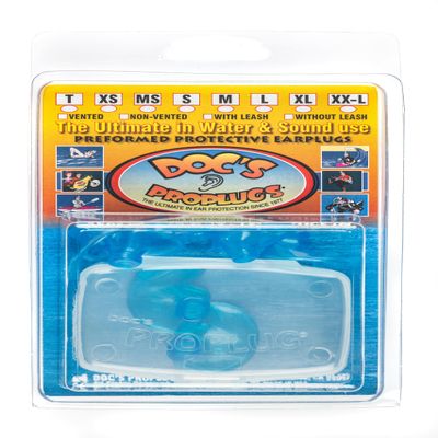 Docs Proplugs Combo Pack  (Adult 18+)  Non-Vented  Blue  Includes Case | 4 Sizes in One Pack | Reusable Earplugs for Surfing, Swimming & More | Blocks Water & Noise | Made in USA