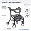 Drive Medical Nitro Sprint Foldable Rollator Walker with Seat, Petite Height Lightweight Rollator with Large Wheels, Folding Rollator, Short Rolling Walker for Seniors and Adults, Black view 2