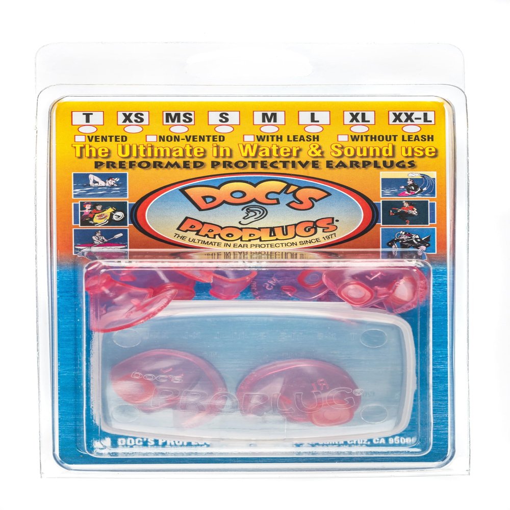 Docs Proplugs Combo Pack (Adult 18+) Non-Vented Pink Includes Case | 4 Sizes in One Pack | Reusable Earplugs for Surfing, Swimming & More | Blocks Water & Noise | Made in USA