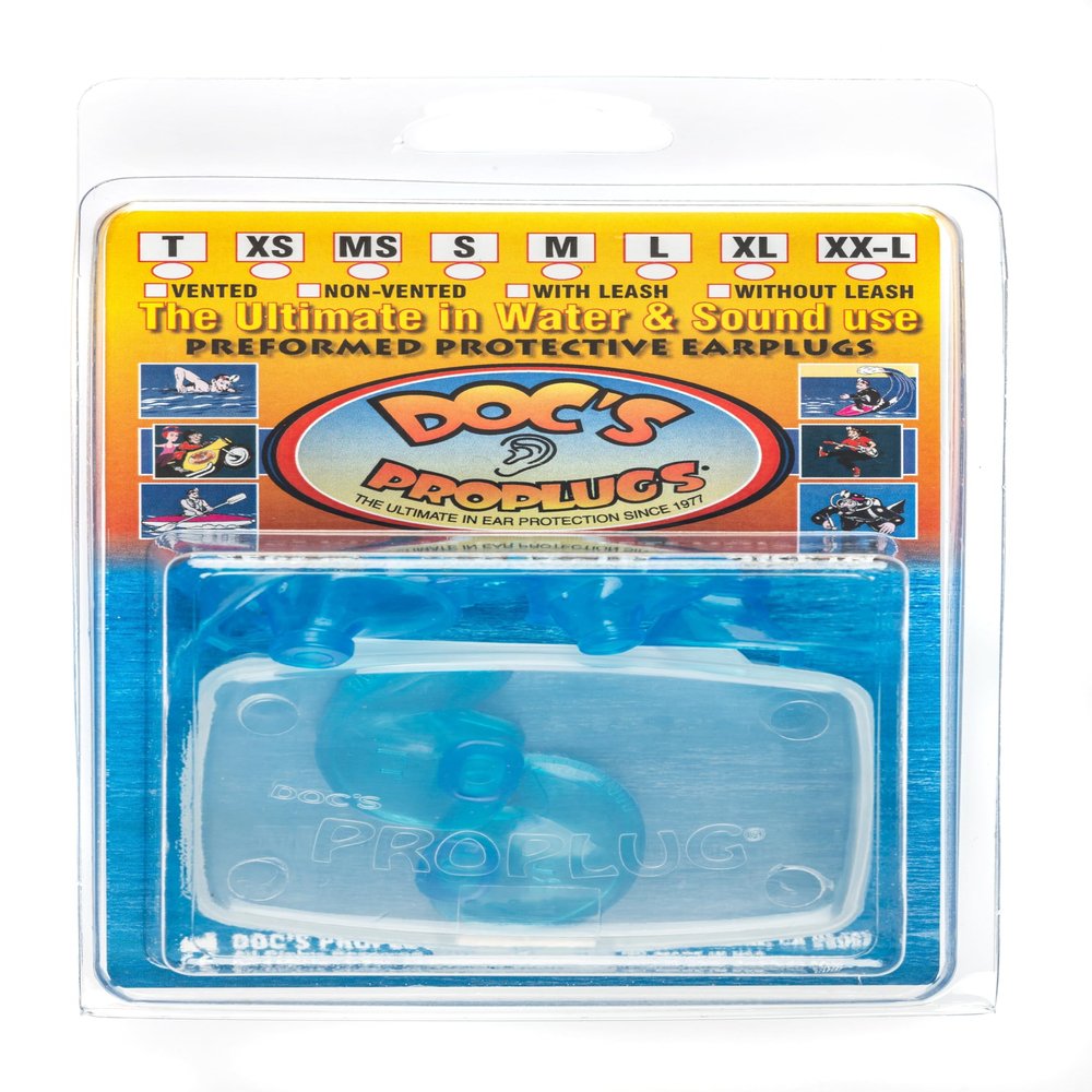 Docs Proplugs Combo Pack  Child (Ages 05)  Non-Vented  Blue  Includes Case | 4 Sizes in One Pack | Reusable Earplugs for Bathing, Swimming & More | Blocks Water & Noise | Made in USA