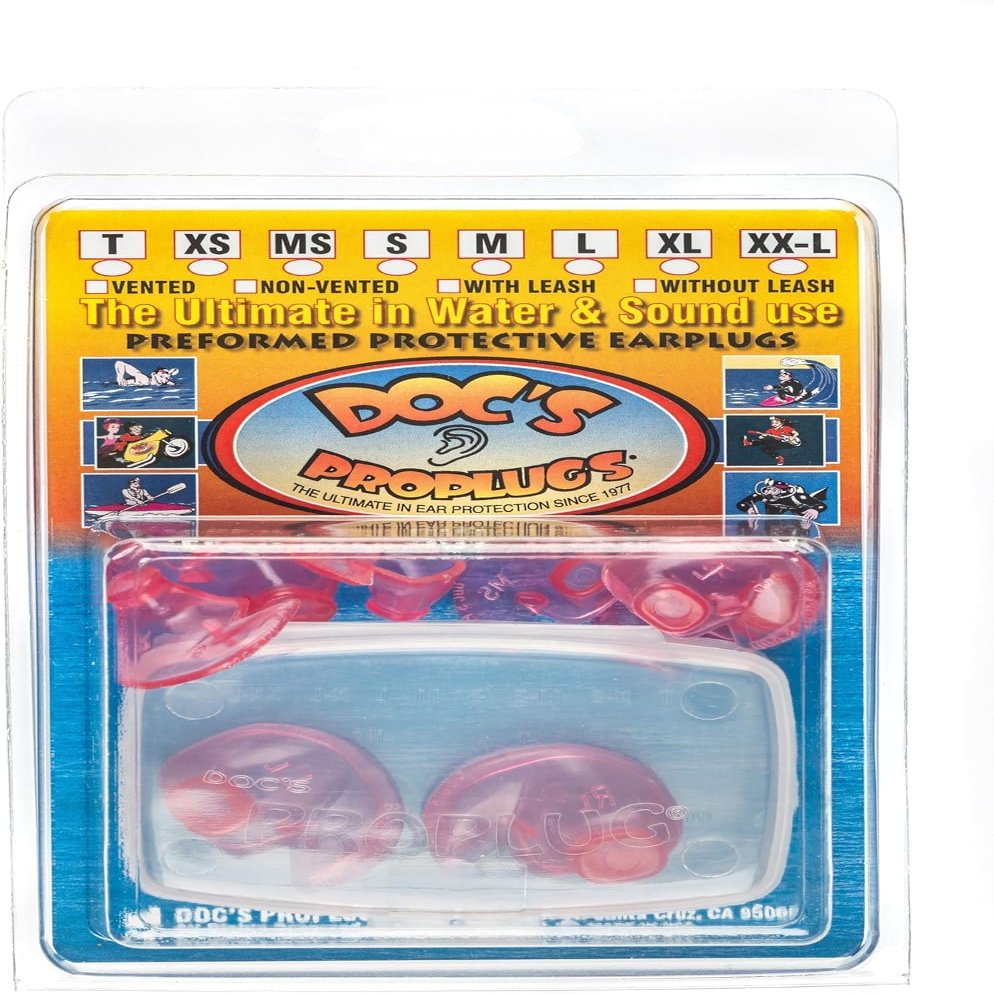 Docs Proplugs Combo Pack Youth (Ages 617) Non-Vented Pink Includes Case | 4 Sizes in One Pack | Reusable Earplugs for Surfing, Swimming & More | Blocks Water & Noise | Made in USA