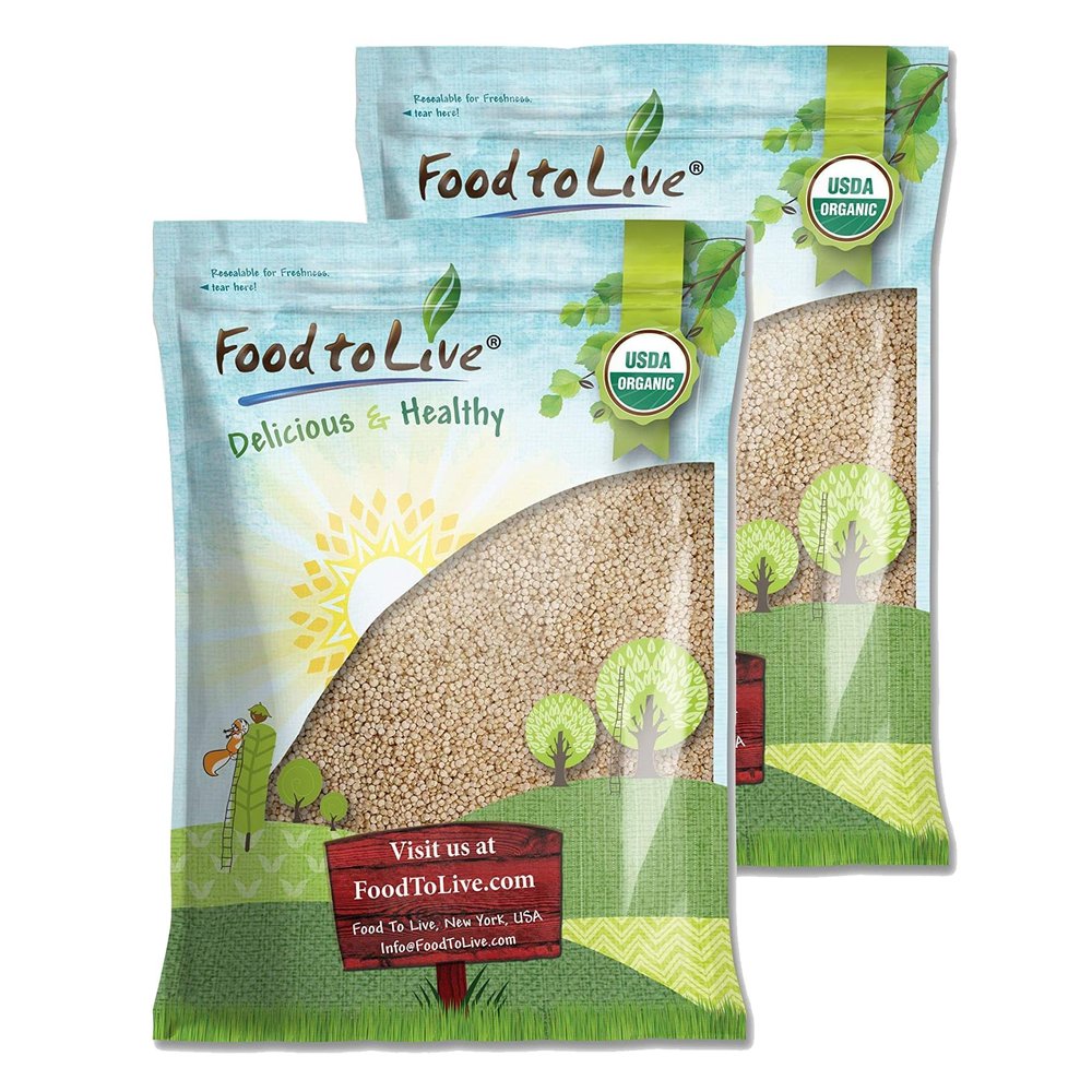 Food to Live Organic Royal White Quinoa, 20 Pounds Whole Grain, Non-GMO, Kosher, Raw, Vegan, Sirtfood, Bulk