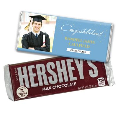 12ct Personalized Graduation Party Favors Wrapped Candy Bars with Photo - Congrats (12 Count) - Baby Blue