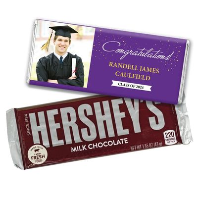12ct Personalized Graduation Party Favors Wrapped Candy Bars with Photo - Congrats (12 Count) - Purple