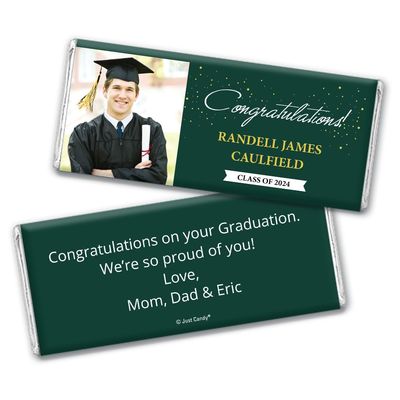 12ct Personalized Graduation Party Favors Wrapped Candy Bars with Photo - Congrats (12 Count) - Forest