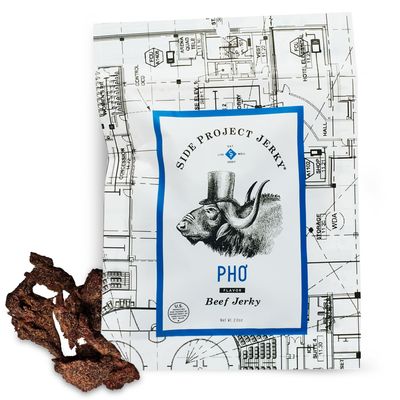 Side Project Beef Jerky - Pho Flavor - Vietnamese Inspired Beef Jerky - Gluten-Free - Zero Added Sugar - High Protein Snack - Chef Crafted & Born in Philly - Small Batch - 2 oz Pouches (Pack of 2)