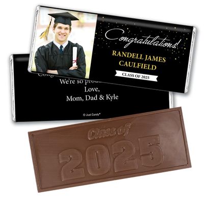 12ct Personalized Graduation Party Favors Engraved Chocolate Bars with Photo - Congrats (12 Count) - Black Class of 2025